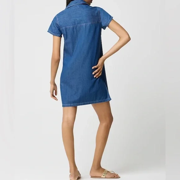 J Crew Factory Lace-up Denim  Mini Dress - Picture 3 of 7